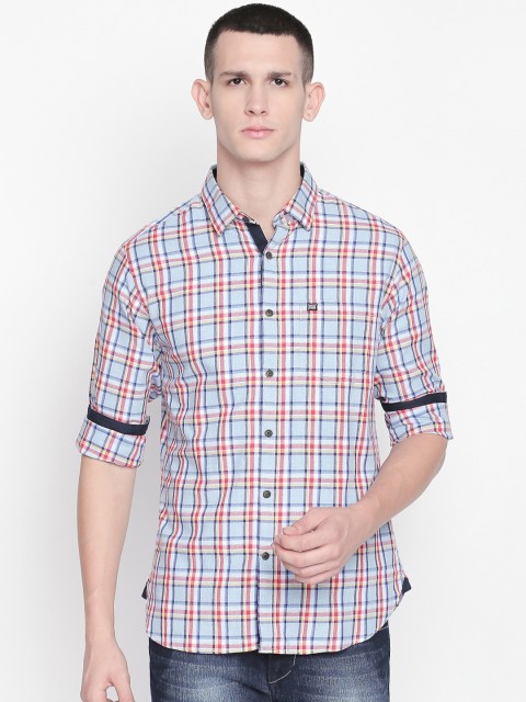 

BYFORD by Pantaloons Men Blue Slim Fit Checked Casual Shirt