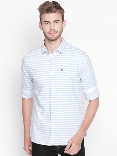 

BYFORD by Pantaloons Men Blue & White Slim Fit Striped Casual Shirt