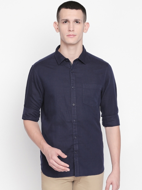 

BYFORD by Pantaloons Men Navy Blue Regular Fit Solid Casual Shirt