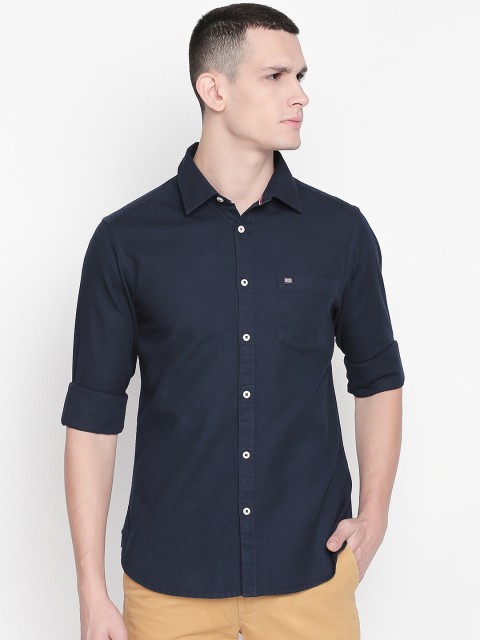 

BYFORD by Pantaloons Men Navy Blue Slim Fit Solid Casual Shirt