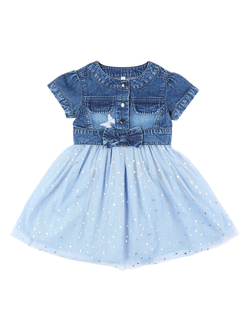 

Pantaloons Baby Girls Blue Printed Fit and Flare Dress