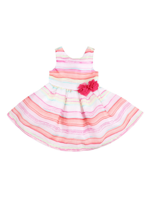 

Pantaloons Baby Girls Pink Striped Fit and Flare Dress