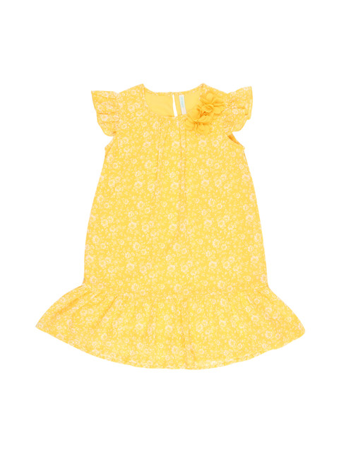 

Pantaloons Junior Girls Yellow Printed Drop-Waist Dress