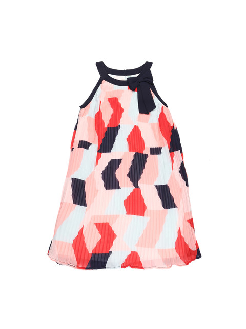 

Pantaloons Junior Girls Peach-Coloured Printed A-Line Dress