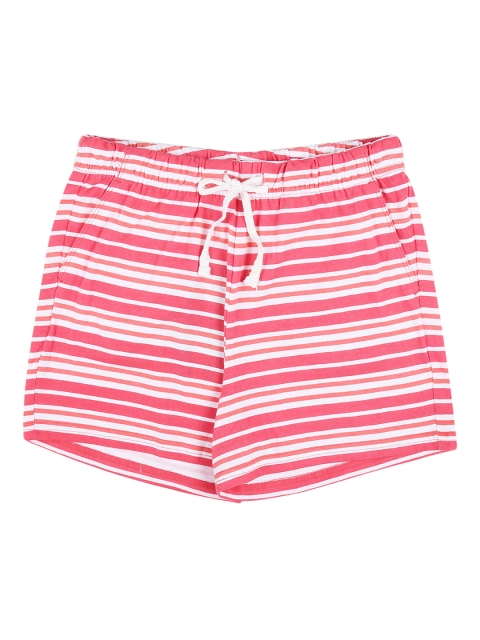 

Pantaloons Junior Girls Pink Striped Regular Fit Regular Shorts