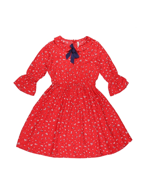 

Pantaloons Junior Girls Red Printed Fit and Flare Dress