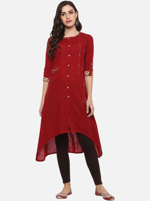 

YASH GALLERY Women Maroon Printed A-Line Kurta