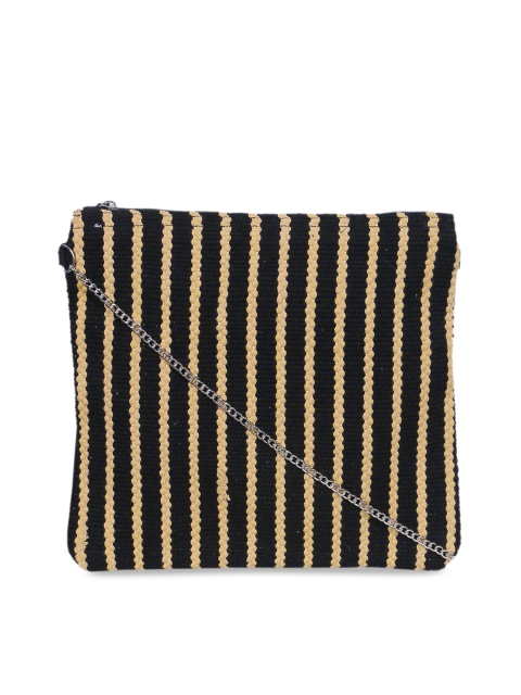 

Diwaah Black & Beige Striped Sling Bag