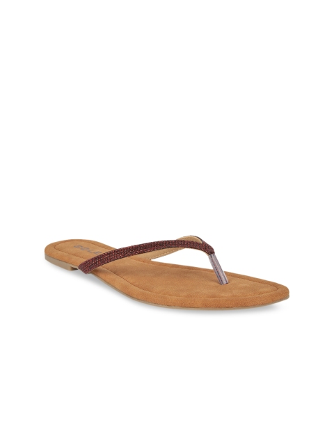 

SOLES Women Maroon Woven Design Open Toe Flats