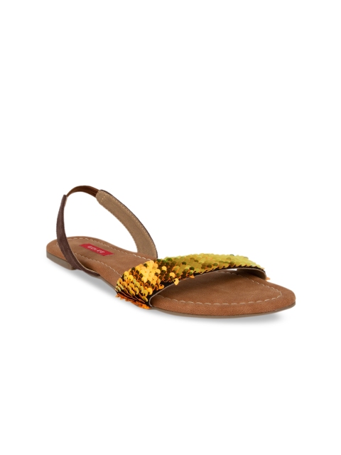 

SOLES Women Orange Embellished Open Toe Flats