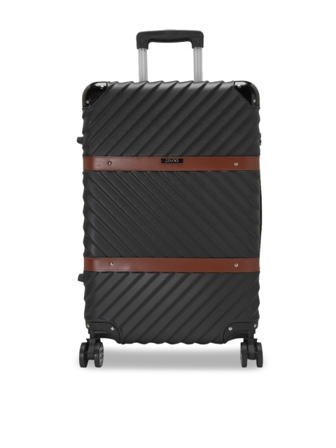 

ZEVOG Black Textured Vitton Hard-Sided Medium Trolley Suitcase