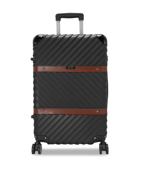 

ZEVOG Black Textured Vitton Hard-Sided Large Trolley Suitcase
