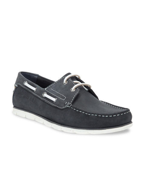 

Bugatti Men Grey Leather Boat Shoes