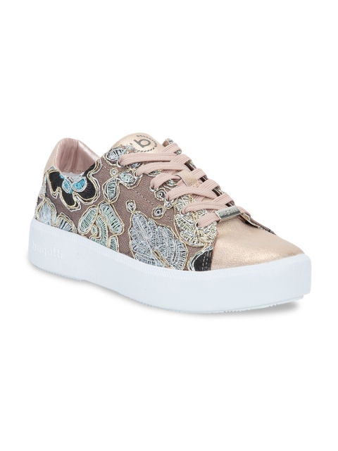 

Bugatti Women Rose-Coloured Embroidered Sneakers
