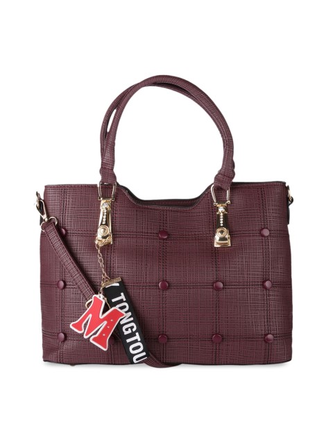 

Satchel Bags Women Maroon Textured Handheld Bag