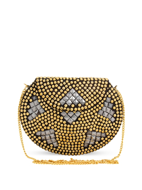 

Anekaant Gold-Toned & Silver-Toned Embellished Embellished Clutch