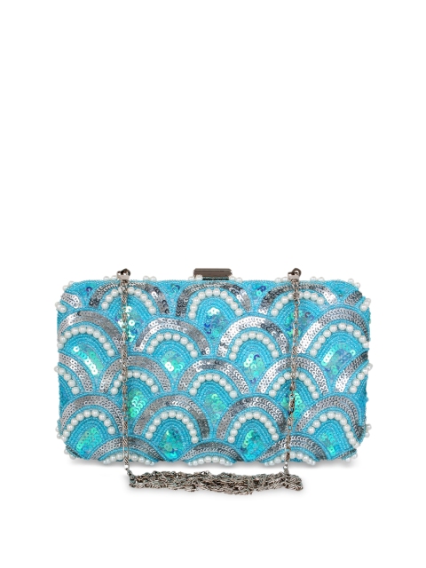 

Anekaant Turquoise Blue Embellished Clutch