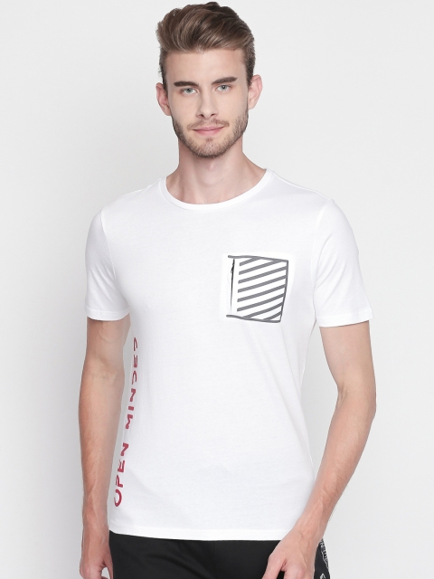 

Ajile by Pantaloons Men White Striped Round Neck T-shirt