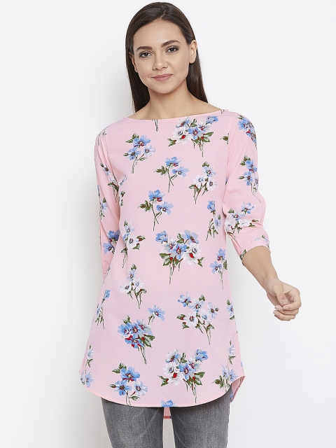 

Ruhaans Women Pink & Blue Printed Tunic