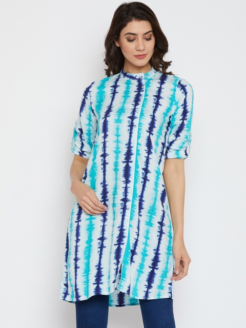 

Ruhaans Women Blue & White Striped Tunic