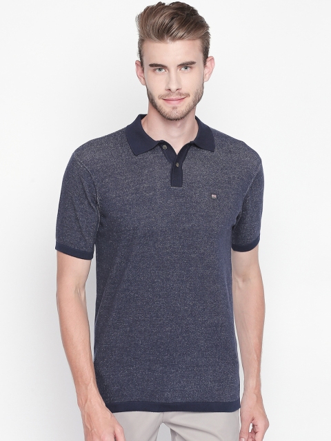 

BYFORD by Pantaloons Men Navy Blue Solid Polo Collar T-shirt