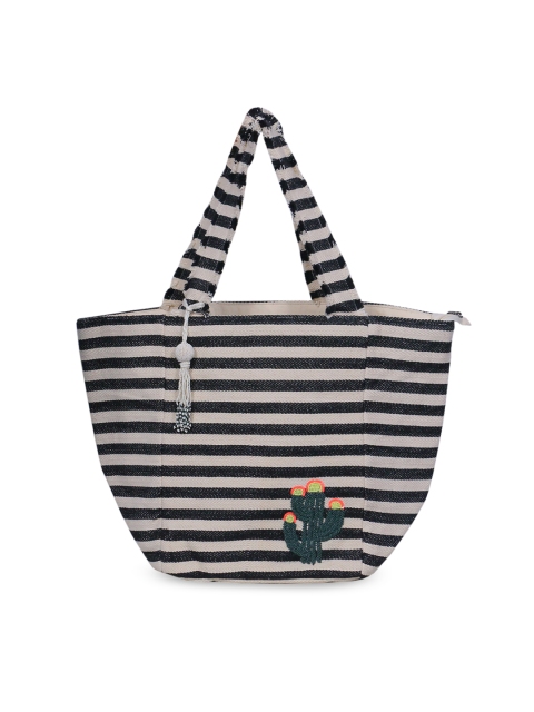 

Diwaah Beige & Black Striped Tote Bag