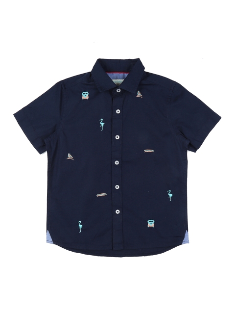 

Pantaloons Junior Boys Blue Regular Fit Printed Casual Shirt