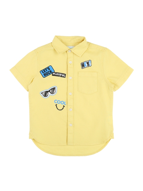 

Pantaloons Junior Boys Yellow Regular Fit Printed Casual Shirt