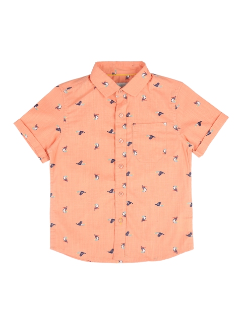 

Pantaloons Junior Boys Orange Regular Fit Printed Casual Shirt