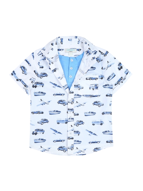 

Pantaloons Junior Boys Blue Regular Fit Printed Casual Shirt
