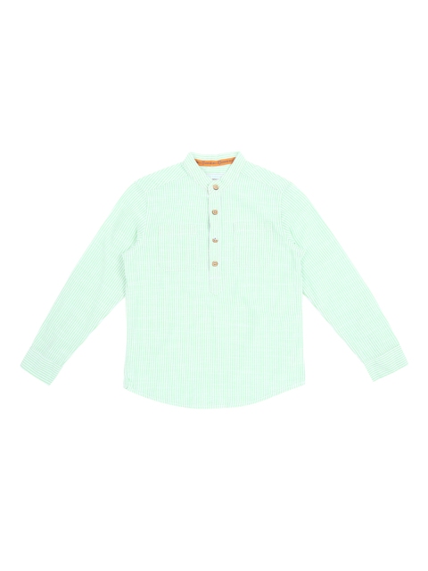 

Pantaloons Junior Boys Green Regular Fit Striped Casual Shirt