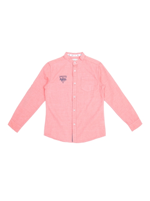 

Pantaloons Junior Boys Peach-Coloured Regular Fit Solid Casual Shirt