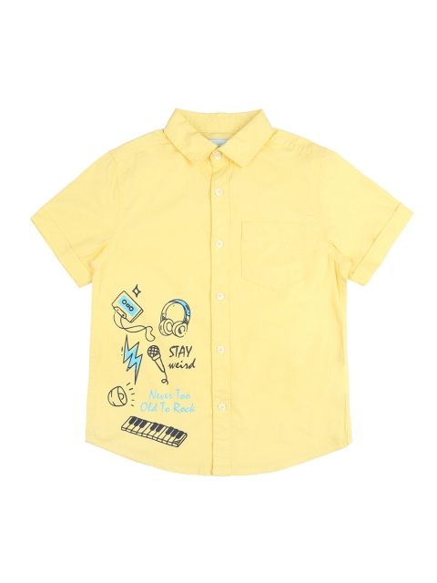 

Pantaloons Junior Boys Yellow Regular Fit Printed Casual Shirt