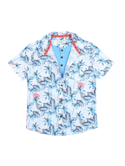 

Pantaloons Junior Boys White Regular Fit Printed Casual Shirt