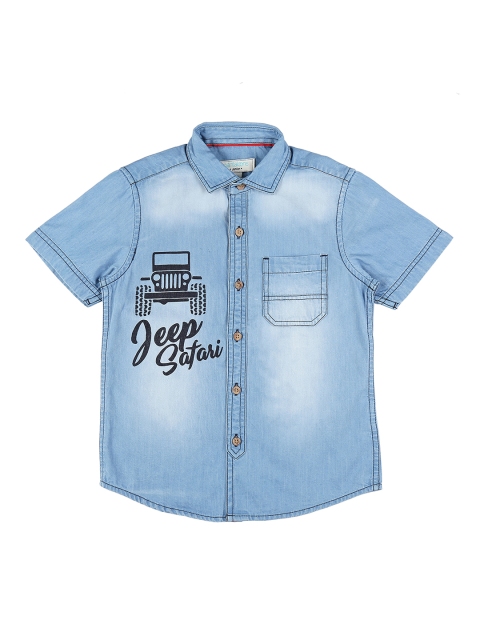 

Pantaloons Junior Boys Blue Regular Fit Printed Casual Shirt