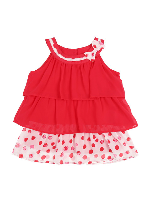 

Pantaloons Junior Girls Red Printed Tiered Top