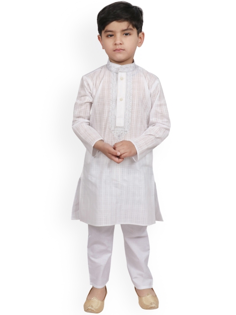 

SG YUVRAJ Boys White Yoke Design Kurta with Pyjamas