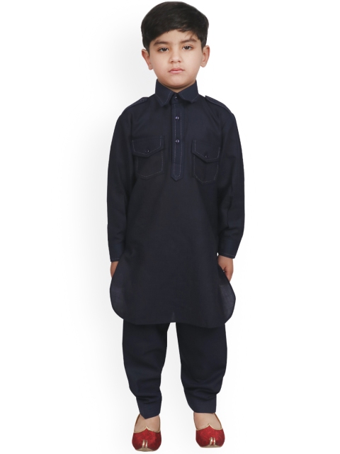 

SG YUVRAJ Boys Navy Blue Solid Kurta with Pyjamas
