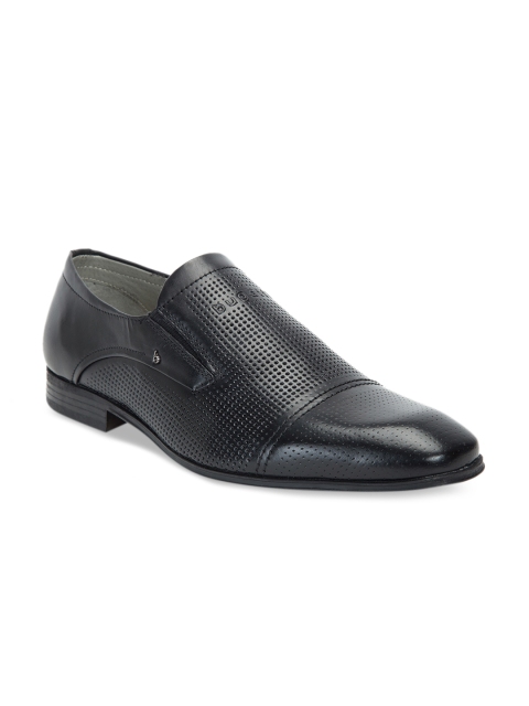 

Bugatti Men Black Leather Formal Slip-Ons