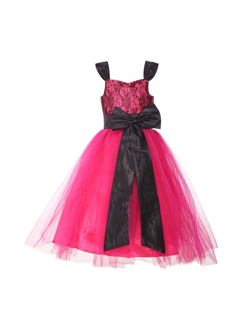 

Samsara Couture Girls Magenta Self Design Fit and Flare Dress