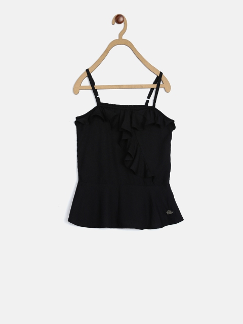 

ELLE Girls Black Solid Peplum Top