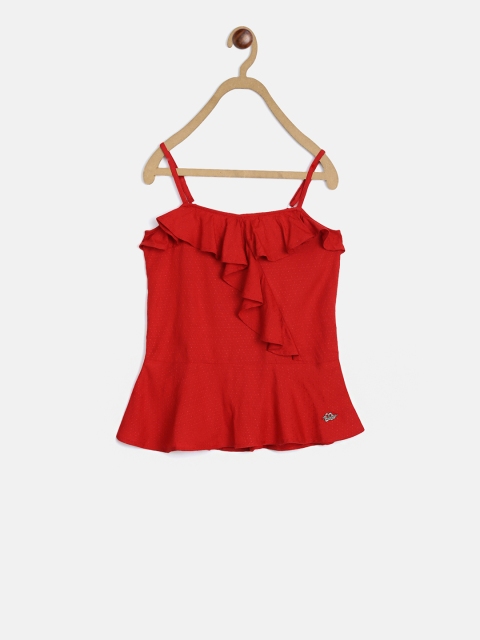 

ELLE Girls Red Solid Peplum Top