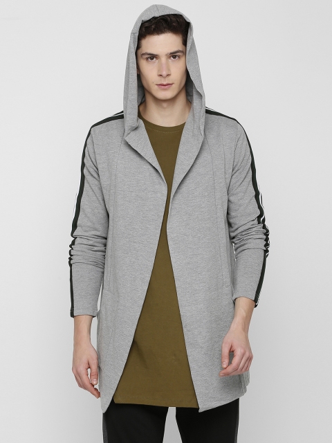 

SKULT by Shahid Kapoor Men Grey Solid Hooded Longline Sweatshirt