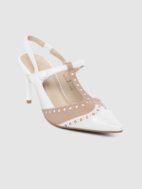 

Marks & Spencer Women White & Beige Colourblocked Leather Pumps