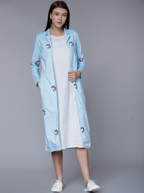 

Vishudh Women Blue Solid Layered Sheath Dress