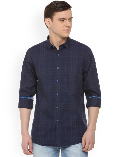 

Allen Solly Men Navy Blue Regular Fit Checked Casual Shirt