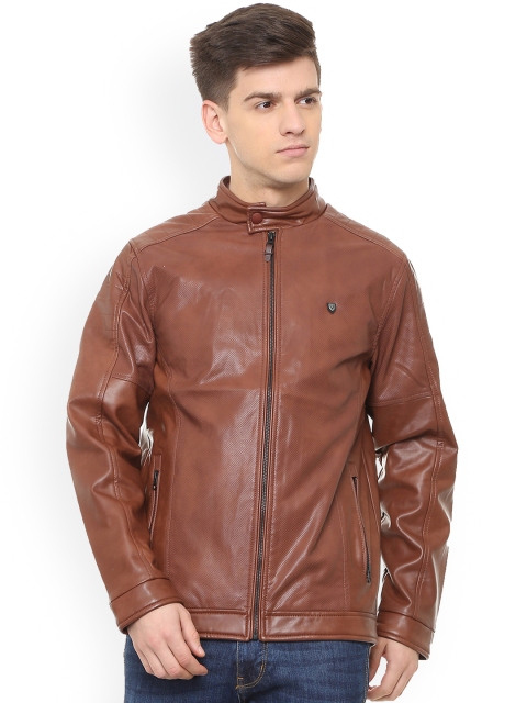 

Allen Solly Men Brown Solid Biker Jacket