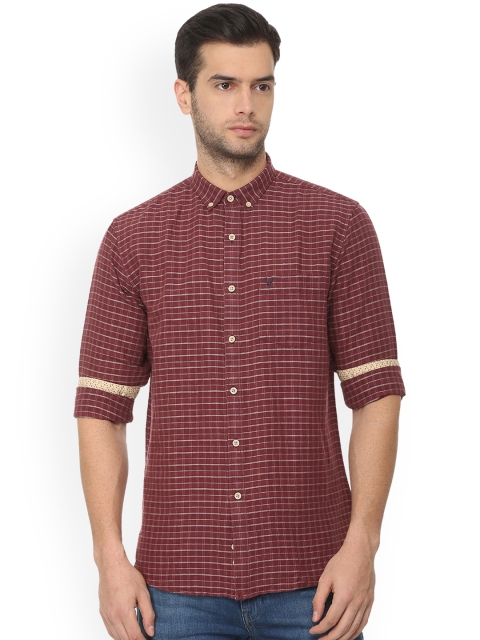 

Allen Solly Men Maroon Slim Fit Checked Casual Shirt