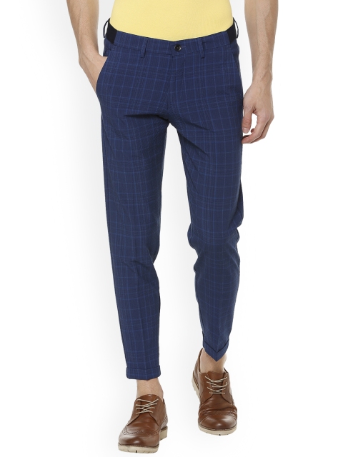 

Allen Solly Men Blue Slim Fit Checked Regular Trousers