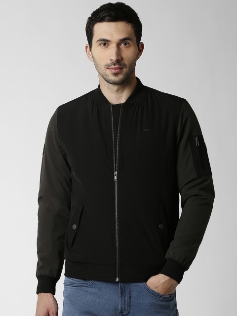 

Peter England Casuals Men Black Solid Bomber